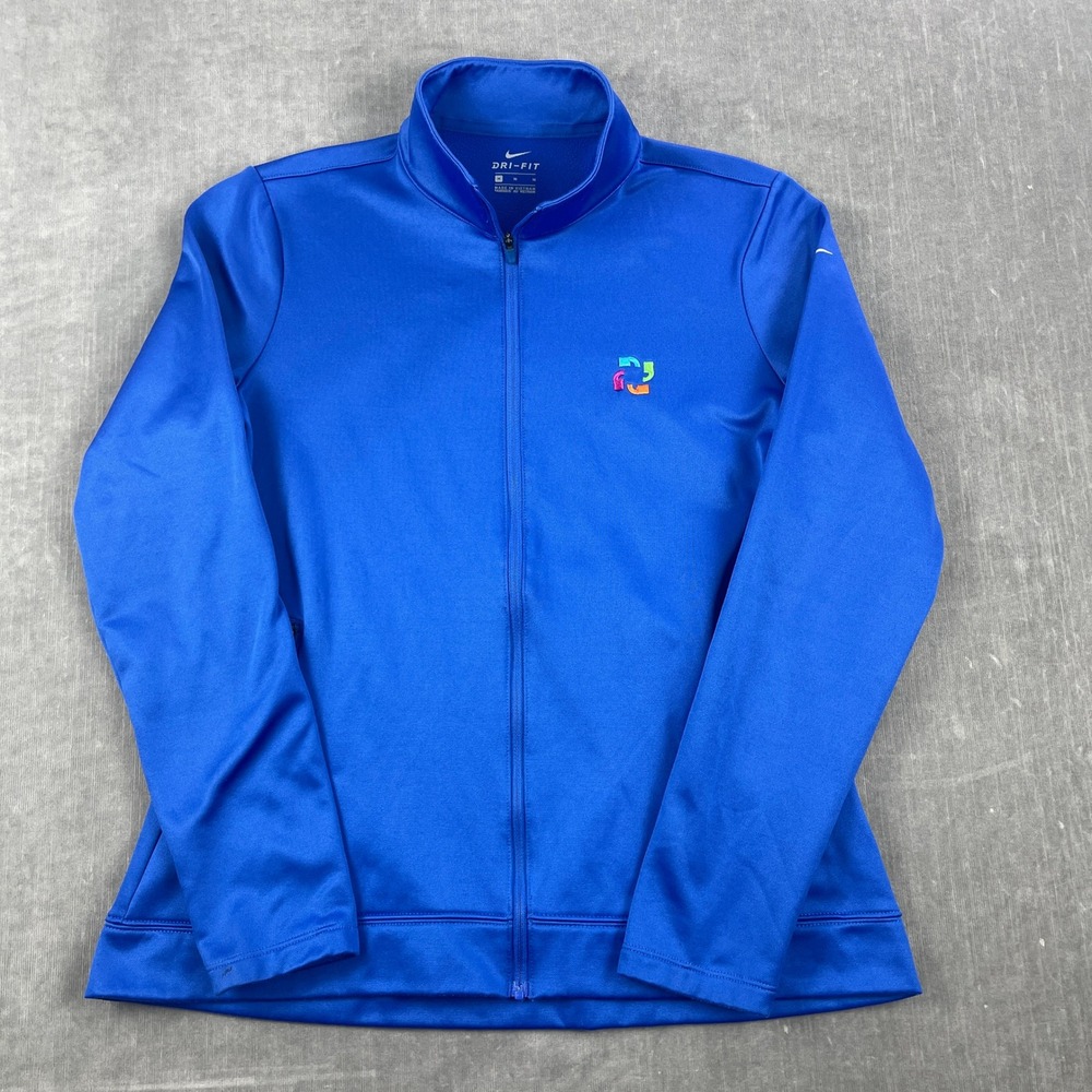 Nike Womens Medium Blue Track Jacket Dri-FIT Full Zip Fleece‎ Lined